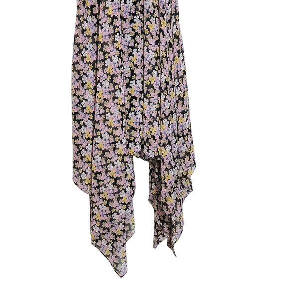 Tommy Hilfiger Sheer Bon Sorbonne Floral Hanky Hem Dress Midi Maxi Pink Black XS - Picture 11 of 16
